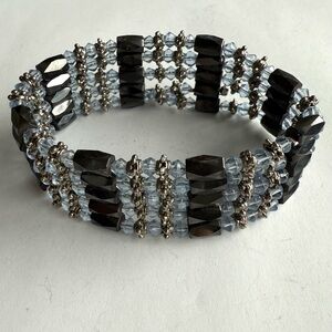 Chic Black and Silver Beaded Bracelet